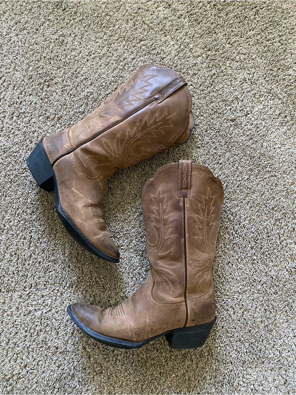 Ariat Brown Leather Western Pull-On Boots - Picture 5 of 9